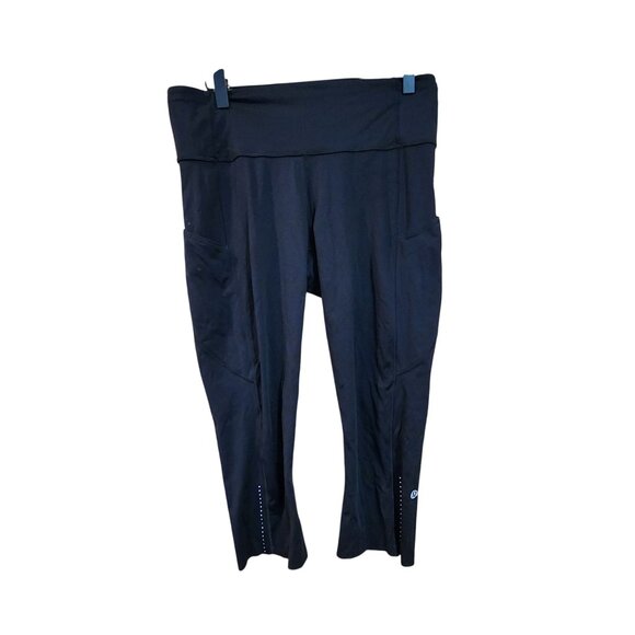 Lululemon Cropped Black Capri Leggings Size 10 High-Waist Yoga Pants With Side P - Picture 1 of 5